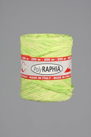 polyraffia 15mm-200m 2kleurig geel-groen