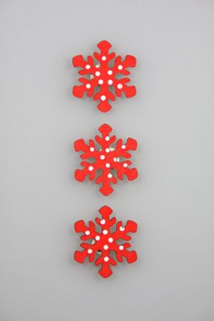 sneeuwvlok rood/wit hout 3 cm doos @ 100