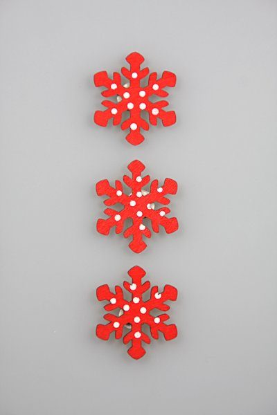 sneeuwvlok rood/wit hout 3 cm doos @ 100