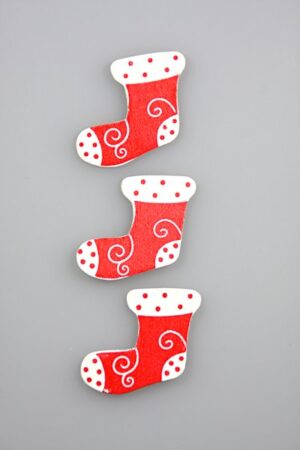 kerstsok rood/wit hout 4cm doos @ 100