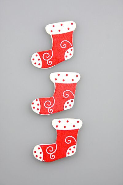 kerstsok rood/wit hout 4cm doos @ 100
