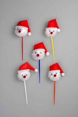 kerstmankopje op plastic prikker  4/10cm ds@50